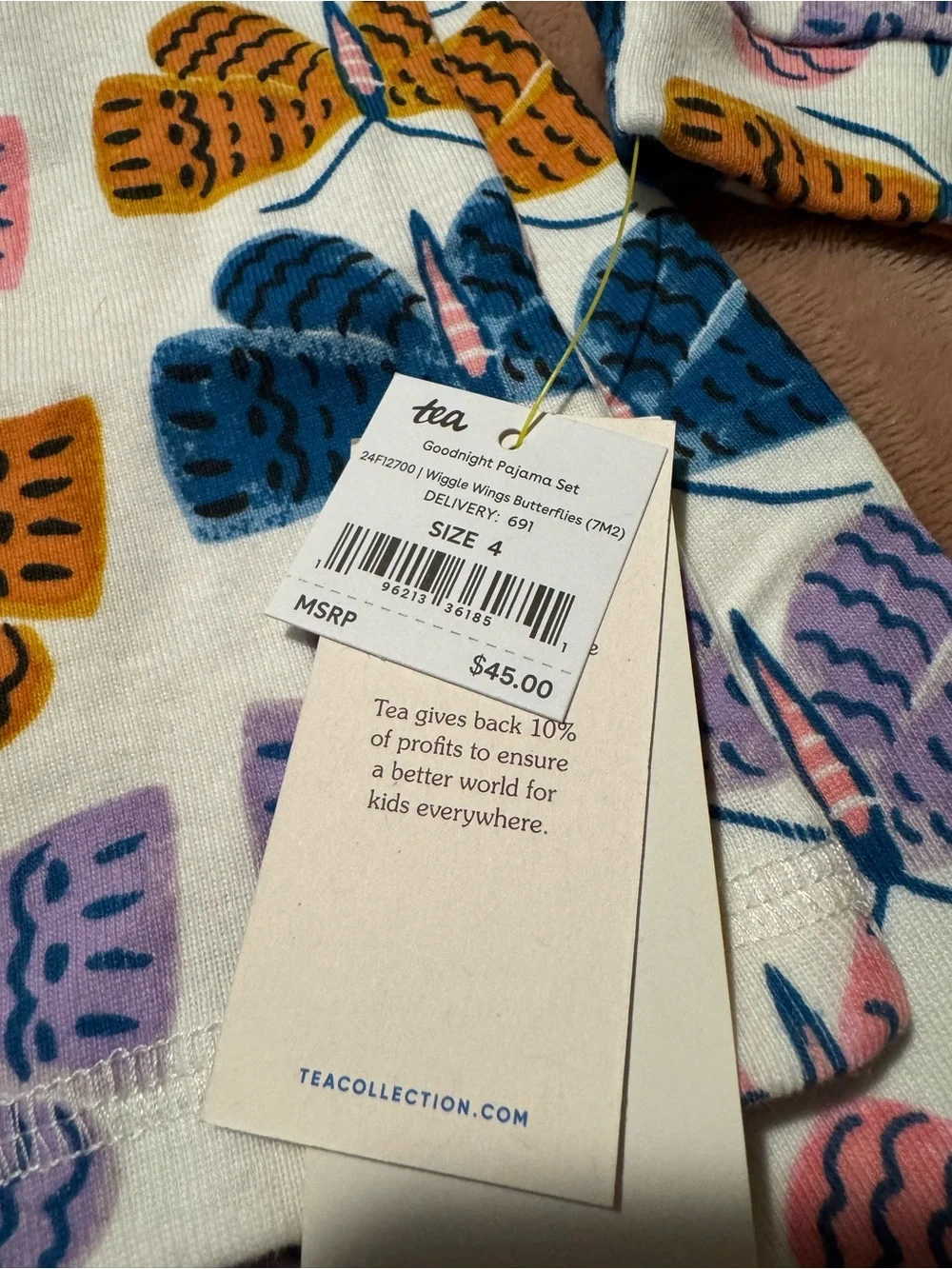 NWT Tea Collection Girls Pajama Sets Bundle, Unicorn and Butterfly, Size 4